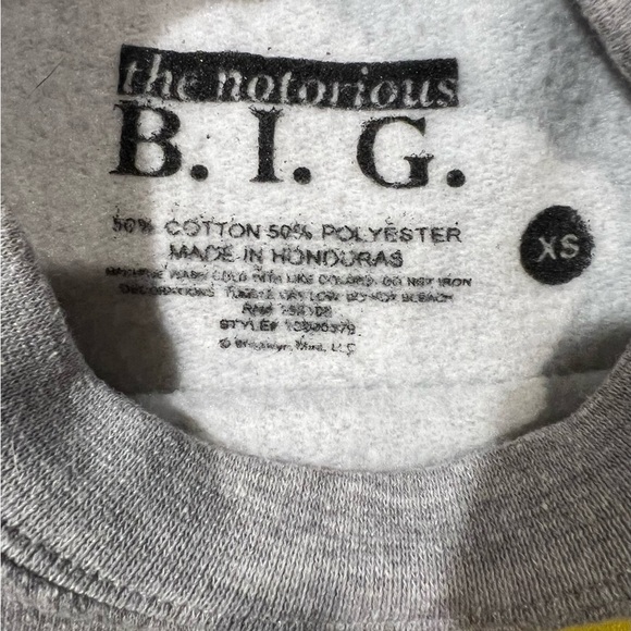 The Notorious B.I.G BIGGIE SMALLS HEATHER GREY CREWNECK SWEATSHIRT XS - Picture 4 of 4